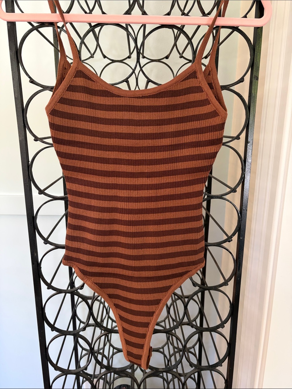 Striped Ribbed bodysuitOne-Piece - Brown/Chestnut